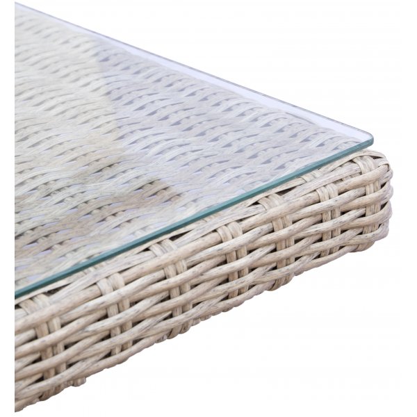 Utegrupp: 6 stolar och bord 200 x 100 cm rotting - Hampton/Mercury