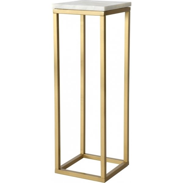 Accent piedestal - 80 cm (vit marmor & mssingsfrgad)