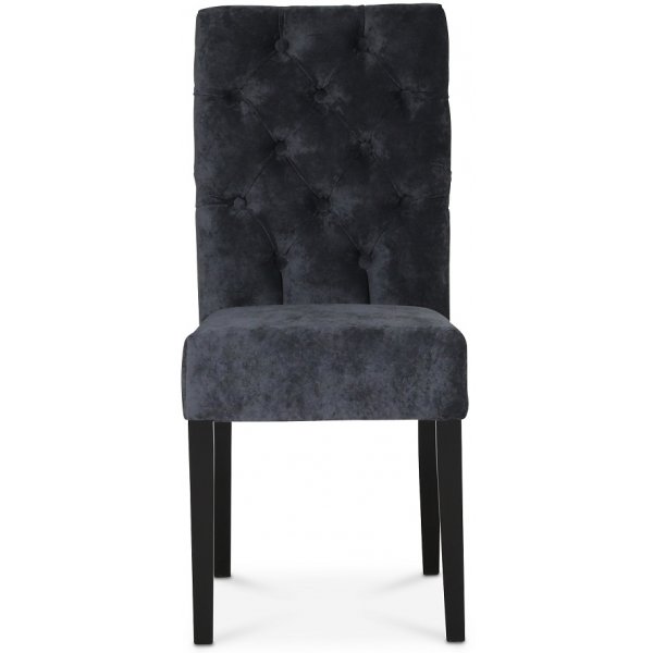 Chaise Lexington Milton - Gris fonc (Velours) / Pieds noirs