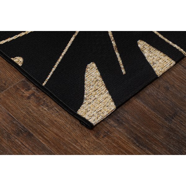 Domani Monstera flatvävd matta Svart Domani Monstera flatvävd matta Svart