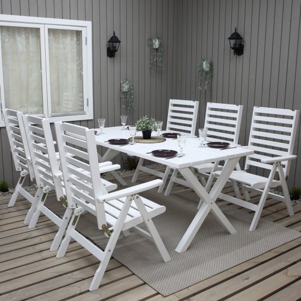 Table de groupe d'extrieur Scottsdale 190 cm avec 6 chaises Bstad - Blanc