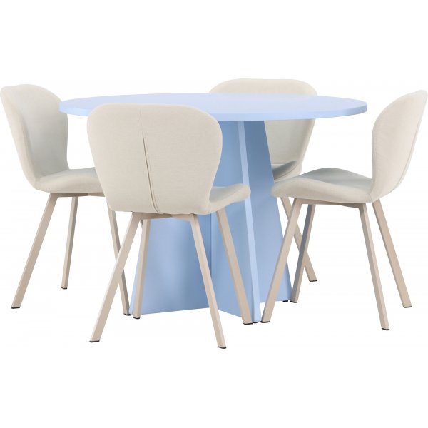 Matbord Bootcut med Lilja stolar - Beige/blå Matbord Bootcut med Lilja stolar - Beige/blå