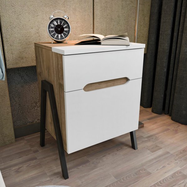 Neva sängbord - Valnöt/vit Neva sängbord - Valnöt/vit