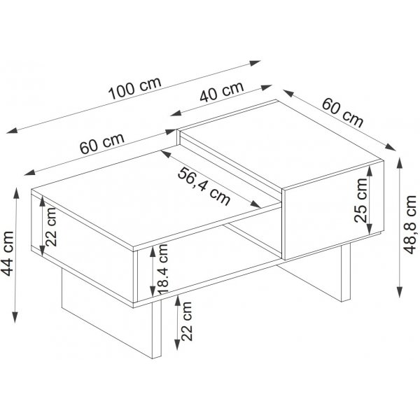 Frank soffbord 100 x 60 cm - Beige/antracit