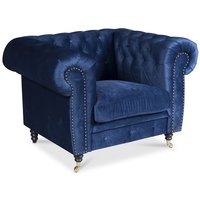 Chesterfield Sheffield Fåtölj - Mörkblå Sammet Chesterfield Sheffield Fåtölj - Mörkblå Sammet