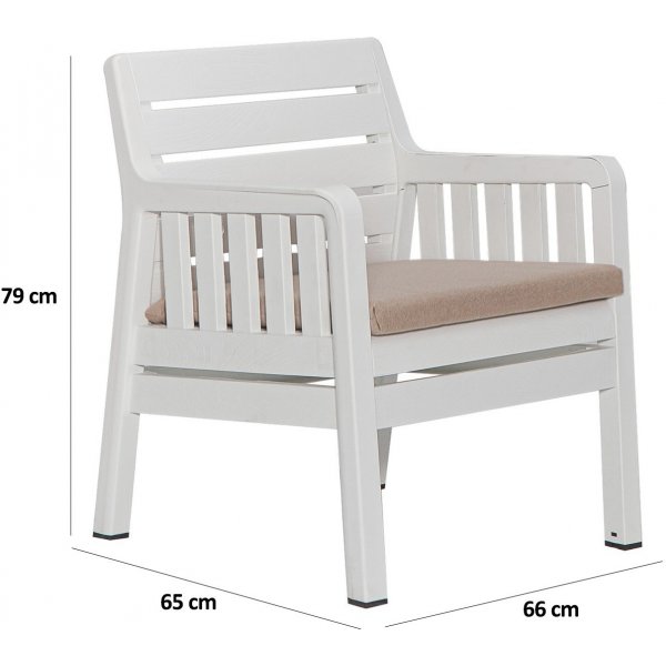 Groupe salon Lara avec 2 fauteuils et table - Blanc Groupe salon Lara avec 2 fauteuils et table - Blanc