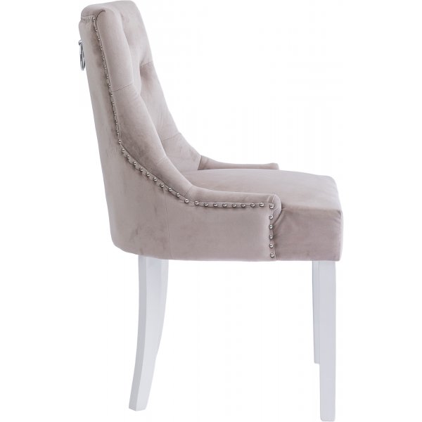 Chaise de salle à manger Tuva en velours beige + Pieds de meubles Chaise de salle à manger Tuva en velours beige + Pieds de meubles