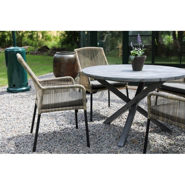Groupe de salle à manger d\\\'extérieur Scottsdale autour d\\\'une table avec 4 chaises à structure Ystad - Beige/Gris Groupe de salle à manger d\\\'extérieur Scottsdale autour d\\\'une table avec 4 chaises à structure Ystad - Beige/Gris