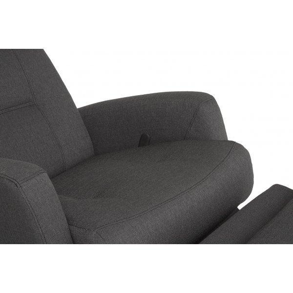 Frans reclinerfåtölj med gungfunktion och snurr - Grå tyg Frans reclinerfåtölj med gungfunktion och snurr - Grå tyg