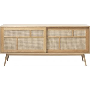 Yuma dressoir van geolied eikenhout met rotan details, schuifdeuren