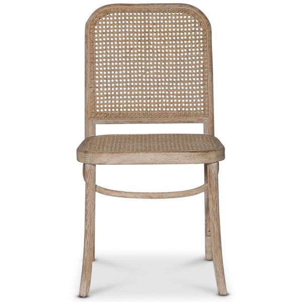 Chaise Indiana en bois courbé avec assise en rotin - Whitewash + Pieds de meubles Chaise Indiana en bois courbé avec assise en rotin - Whitewash + Pieds de meubles