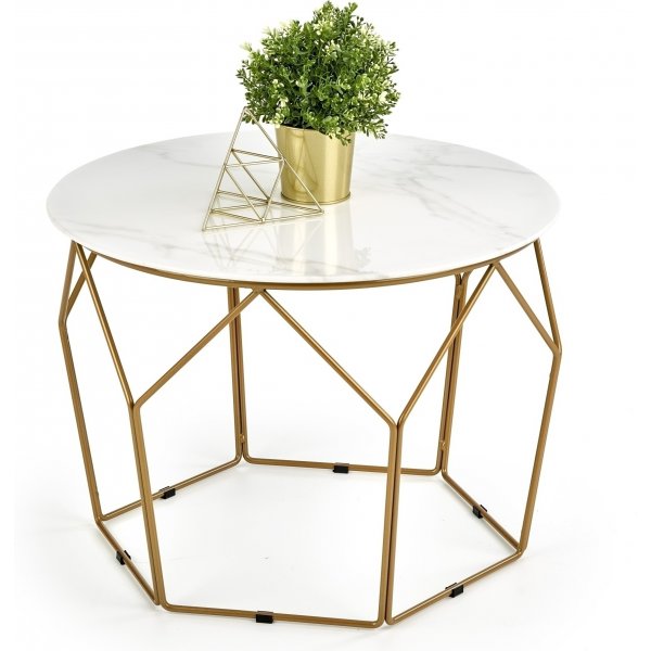 Table basse Wisconsin Ø60 cm - Marbre blanc/or Table basse Wisconsin Ø60 cm - Marbre blanc/or