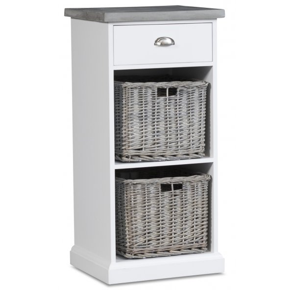 Sängbord hugo med låda och förvaring - Vit/cement Sängbord hugo med låda och förvaring - Vit/cement