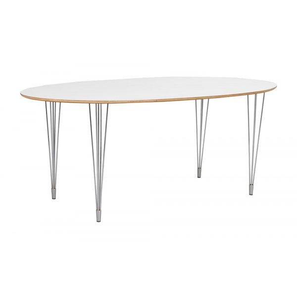 Bailey matbord oval - Vit-laminat/krom strlben