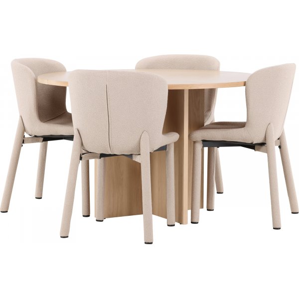 Matbord Strada med 4 st Astoria stolar - Beige/whitewash + 3.00 x Mbeltassar