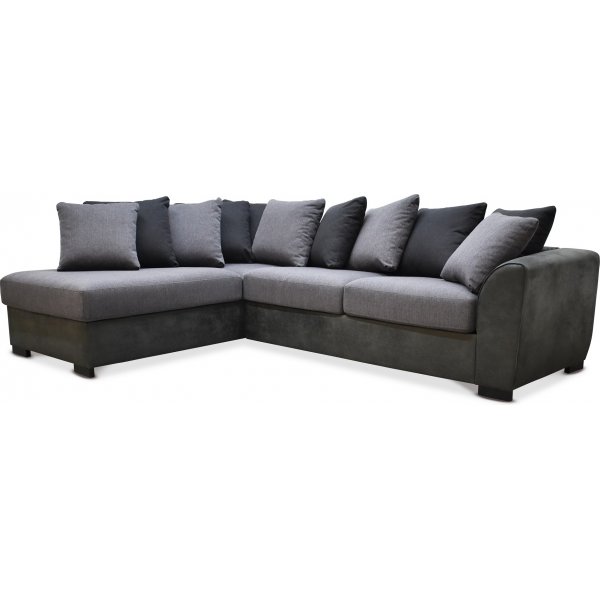 Delux soffa med ppet avslut vnster - Gr/Antracit/Vintage