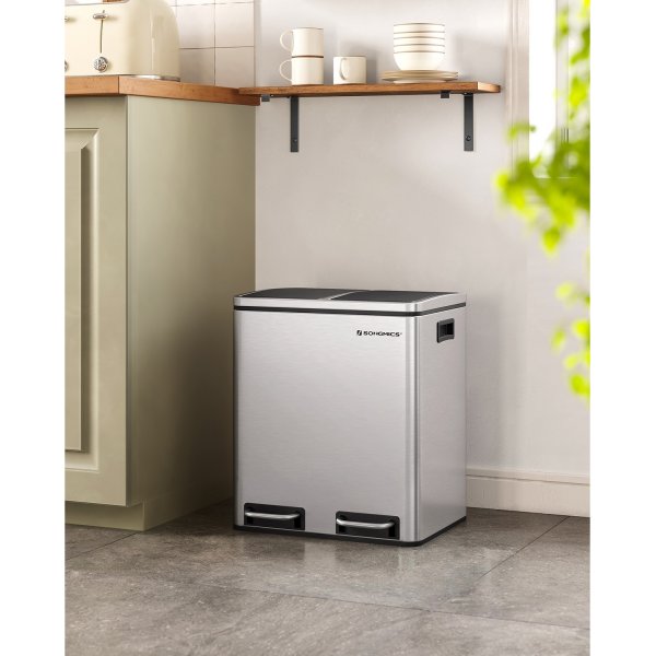 Poubelle Daloa 35 l - Argent/noir