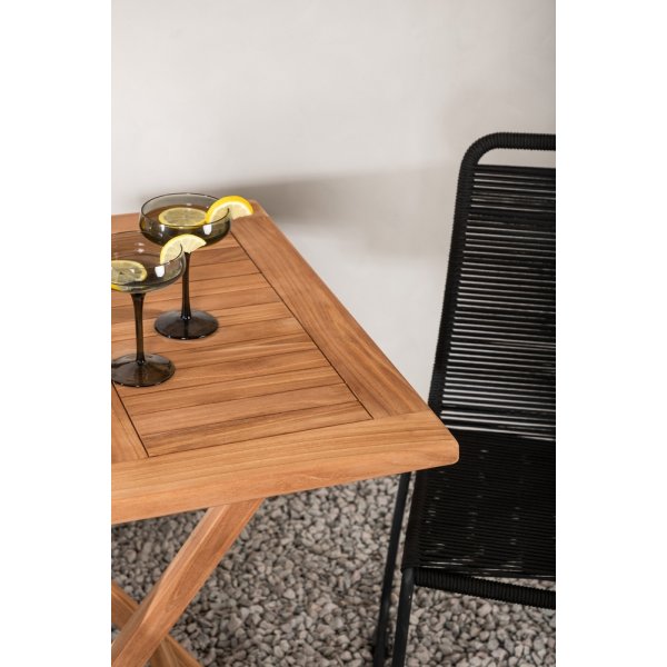 Kenya utematgrupp med 2 st Lindos stolar - Svart/Teak Kenya utematgrupp med 2 st Lindos stolar - Svart/Teak