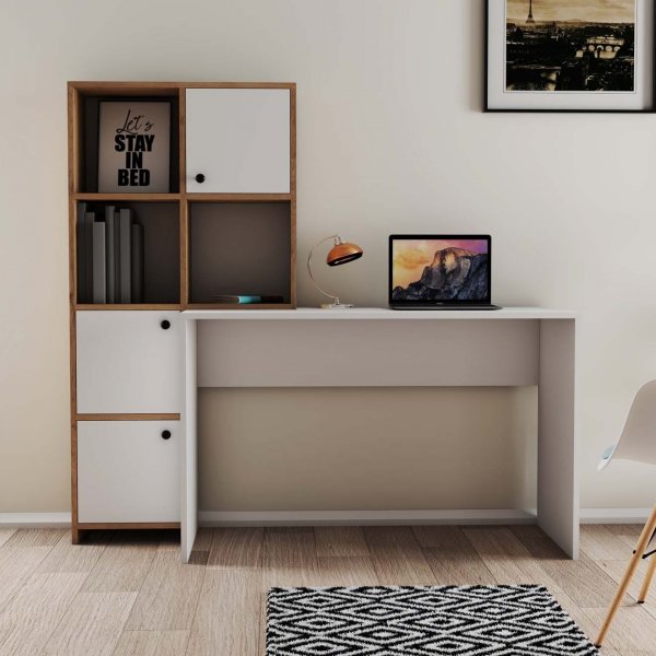 Bureau Silence 156,8 x 51,5 cm, gauche - Blanc/chne