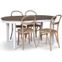 Skagen matgrupp; matbord 160/210x90 cm - Vit / brunoljad ek med 4 st Danderyd No.16 stolar Whitewash