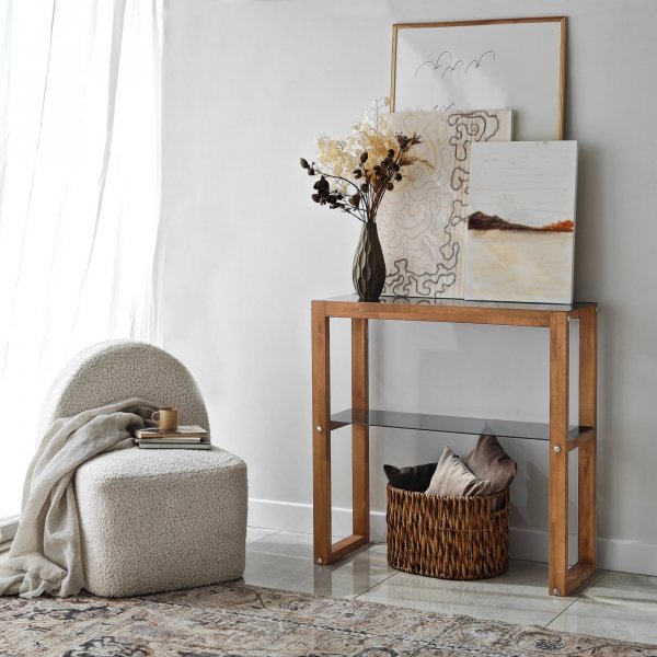 Table en relief Via 85 x 31 cm - Noyer Table en relief Via 85 x 31 cm - Noyer