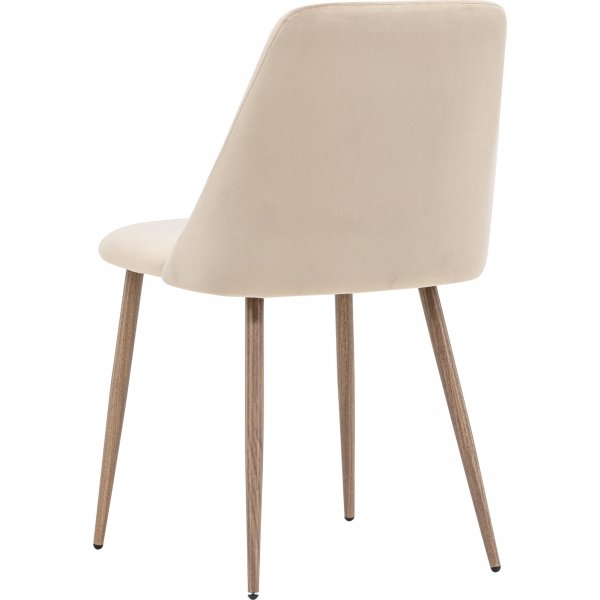 Matstol beige sammet med ekben Matstol beige sammet med ekben