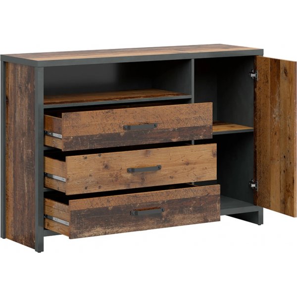 Weston ladekast 131 cm - Vintage grenen/grijs Weston ladekast 131 cm - Vintage grenen/grijs