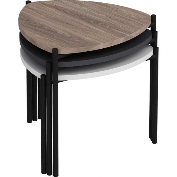 Table Lenny 45 x 45 cm - Blanc/anthracite/noyer
