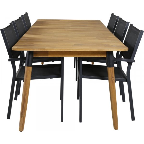 Julian utematgrupp med 6 st Copacabana stolar - Svart/Natur