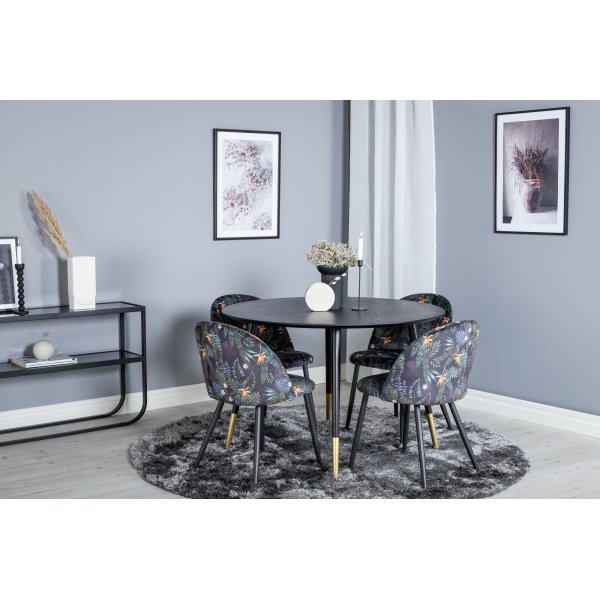 Alice matstol - Svart blomma Alice matstol - Svart blomma