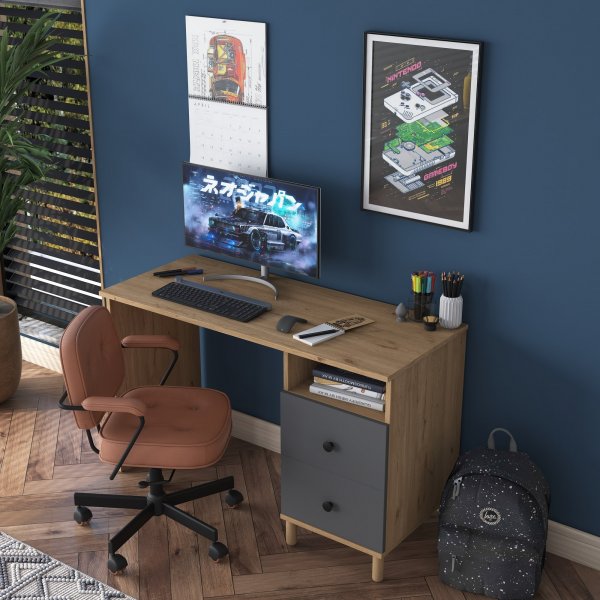 Bureau Hanna 9, 120 x 50 cm - Noyer/anthracite