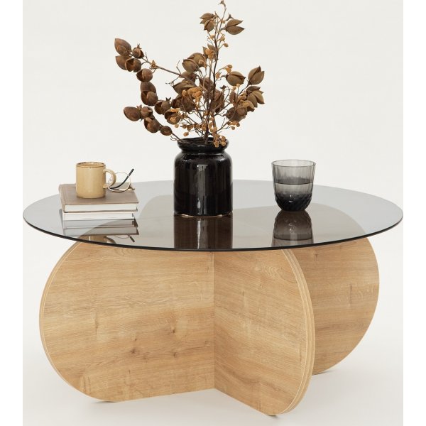 Bubbel soffbord 75 cm - Safir ek/rkglas