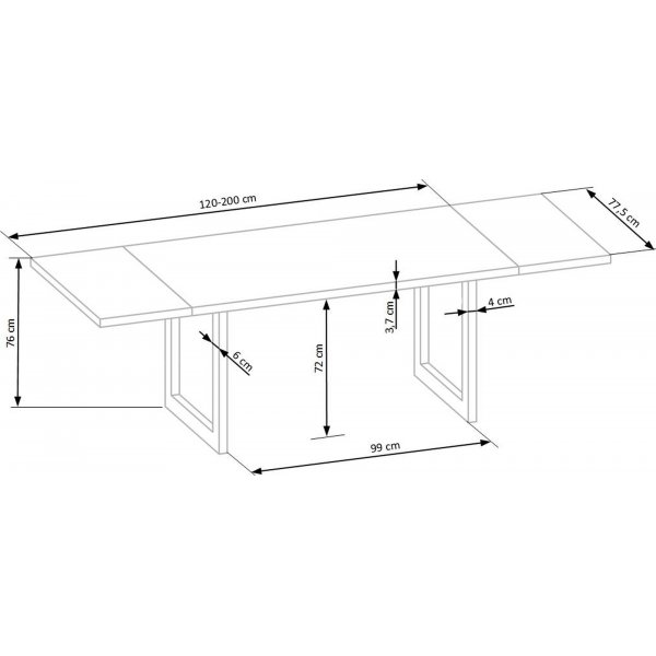 Table  manger Gambon 120x78 cm - Chne/noir