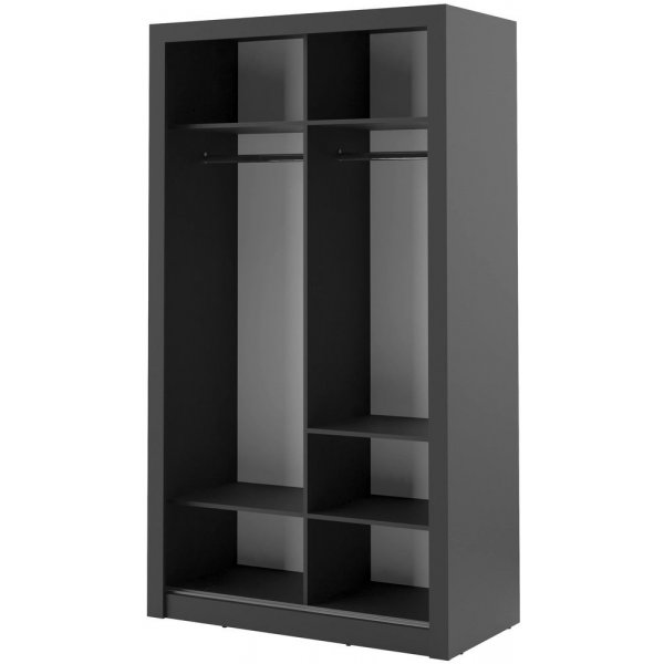 Mervyn garderob med skjutdörrar 120 cm - Svart / Spegel Mervyn garderob med skjutdörrar 120 cm - Svart / Spegel