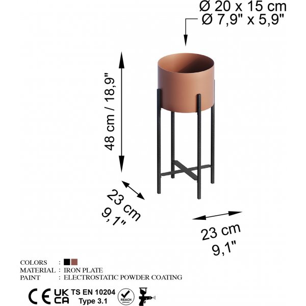Plato 26 kruka - Svart/koppar