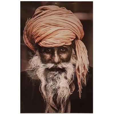 Glastavla Indier med turban - 100x140 cm