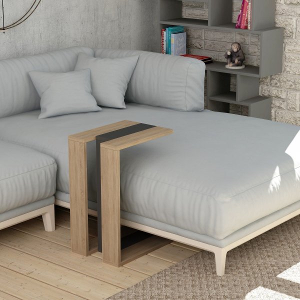 Table d\\\'appoint Muju 30 x 40 cm - Chne/anthracite