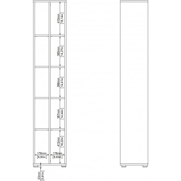 Sign bokhylla med avgränsare - Mattgrå/hickory Sign bokhylla med avgränsare - Mattgrå/hickory