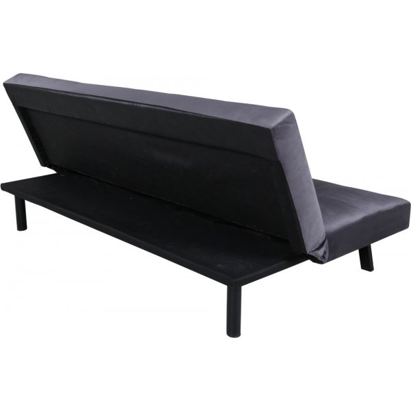 Bäddsoffa i mörkgrå sammet + Möbeltassar Bäddsoffa i mörkgrå sammet + Möbeltassar