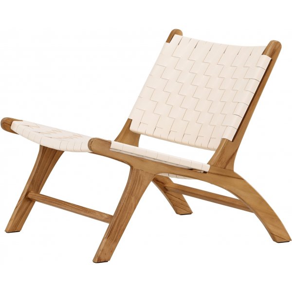 Chaise longue Rike - PU crème/teck Chaise longue Rike - PU crème/teck