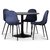 Seat matgrupp, matbord med 4 st Carisma sammetsstolar - Svart/Blå