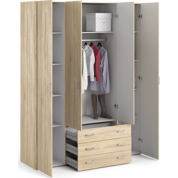 Armoire Space avec 4 portes et 3 tiroirs - Chêne Armoire Space avec 4 portes et 3 tiroirs - Chêne