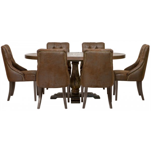 Matgrupp: Lamier matbord runt + 6 st Tuva Europa stolar - mocca Matgrupp: Lamier matbord runt + 6 st Tuva Europa stolar - mocca