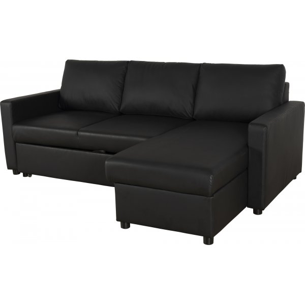 Bäddsoffa 218 cm PU-läder svart - Dream Bäddsoffa 218 cm PU-läder svart - Dream