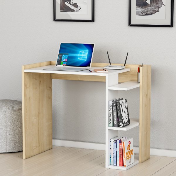 Ruby skrivbord 90,6x46,8 cm - Vit/ek Ruby skrivbord 90,6x46,8 cm - Vit/ek