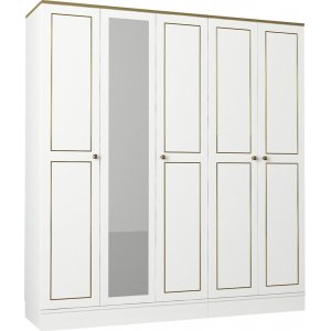 Armoire Ravenna 5 - Blanc/or