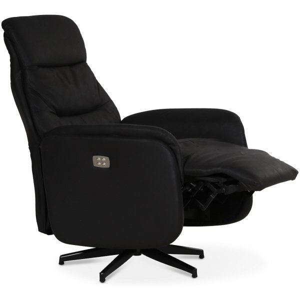 Comfort Saga (el) reclinerfåtölj med inbyggt fotstöd - Svart ecoläder Comfort Saga (el) reclinerfåtölj med inbyggt fotstöd - Svart ecoläder