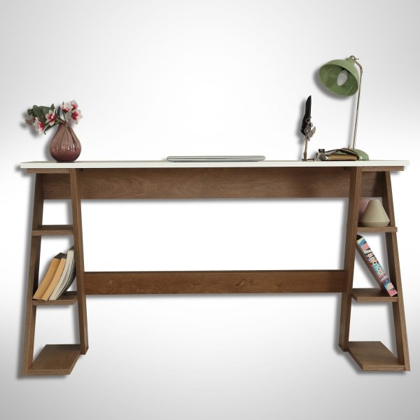 Lungo skrivbord 140 x 60 cm - Mörk ek/vit Lungo skrivbord 140 x 60 cm - Mörk ek/vit