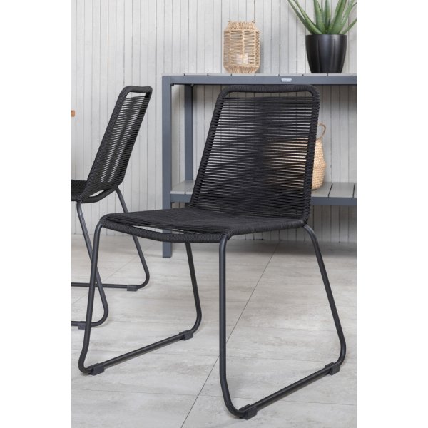 Plankton utematgrupp med 6 st Lindos stolar - Svart/Natur