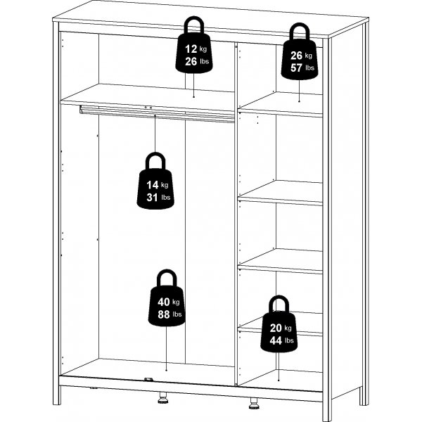 Madrid garderob med 3 dörrar - Svart Madrid garderob med 3 dörrar - Svart